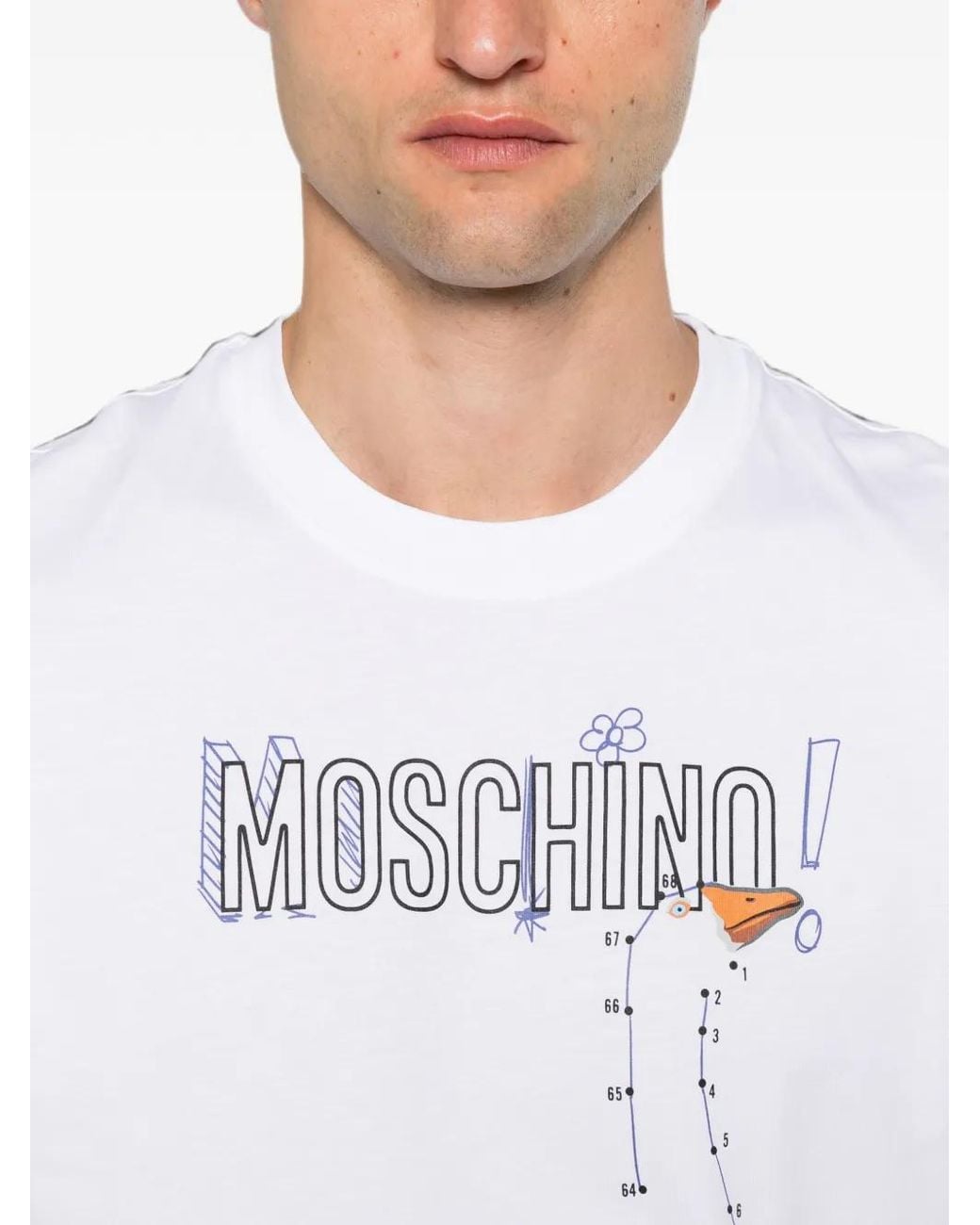 Moschino White Short-Sleeve T-Shirt With Playful Graphic for men