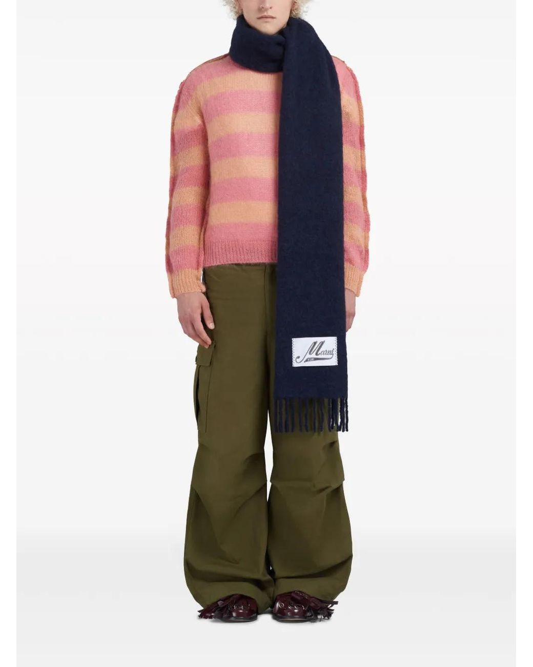 Écharpe En Laine D'Alpaga À Logo Appliqué Marni pour homme en coloris Blue