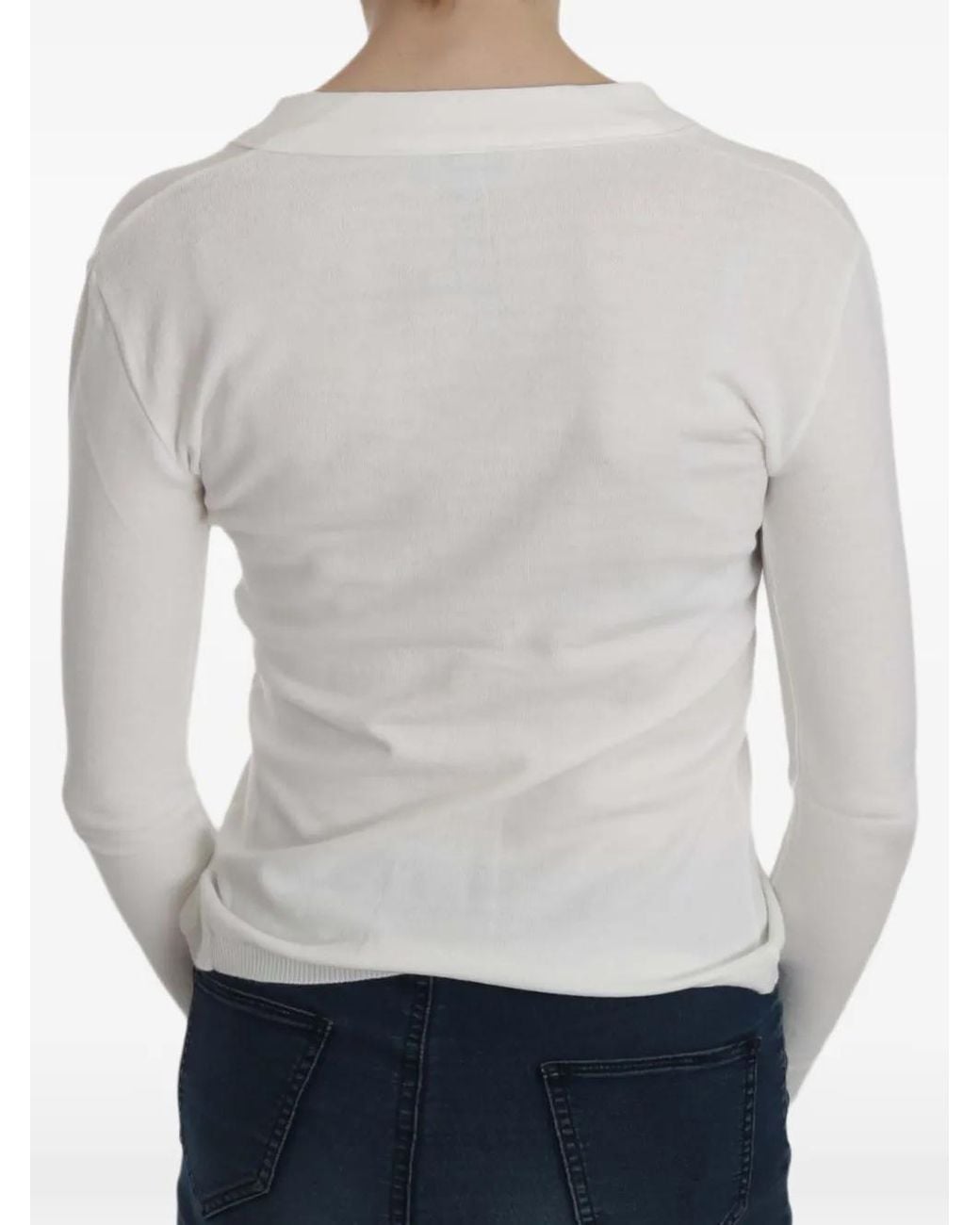 Byblos White V-Neck Long-Sleeve Cardigan