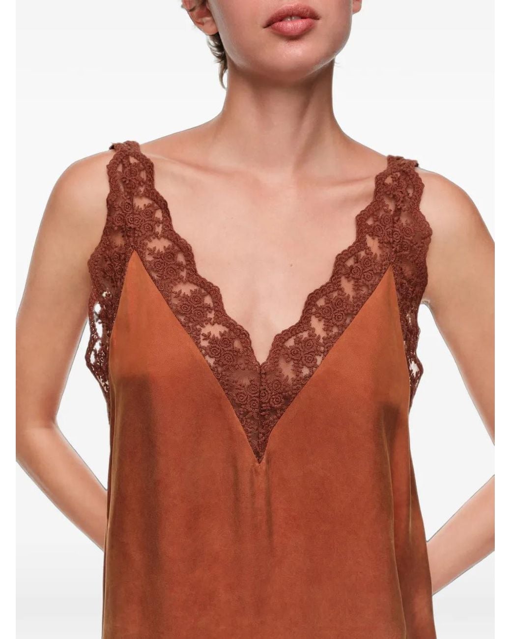 Bimba Y Lola Brown Paréo En Caramel À Détails En Dentelle