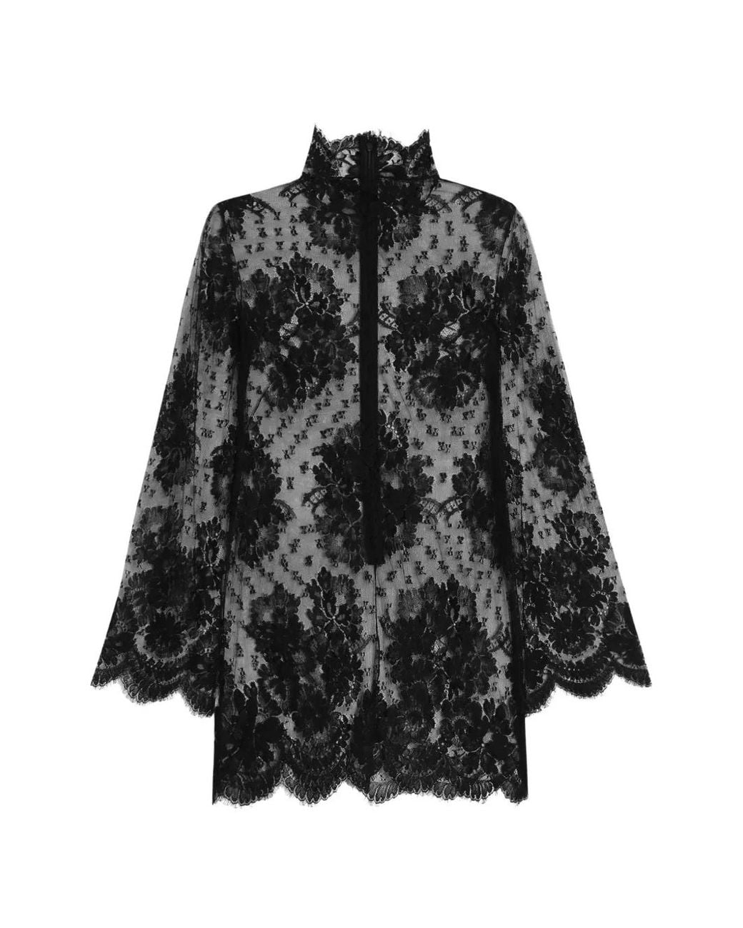 Dolce & Gabbana Black Lace Dress With High-Neck