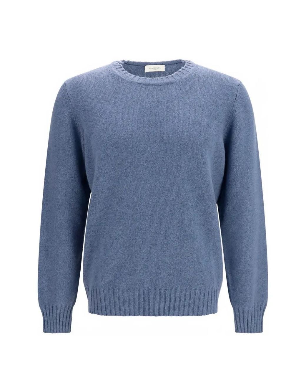 Piacenza Cashmere Blue Crew-Neck Cashmere Sweater for men