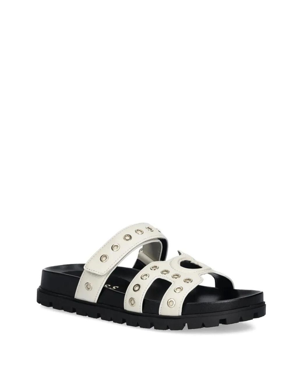 Guess White Eyelet Detail Slide