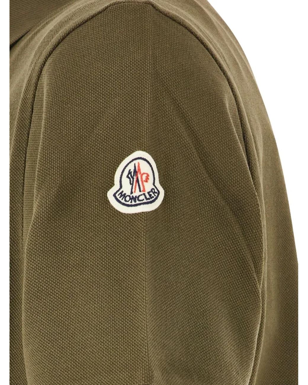 Moncler Green Logo-Patch Polo Shirt for men