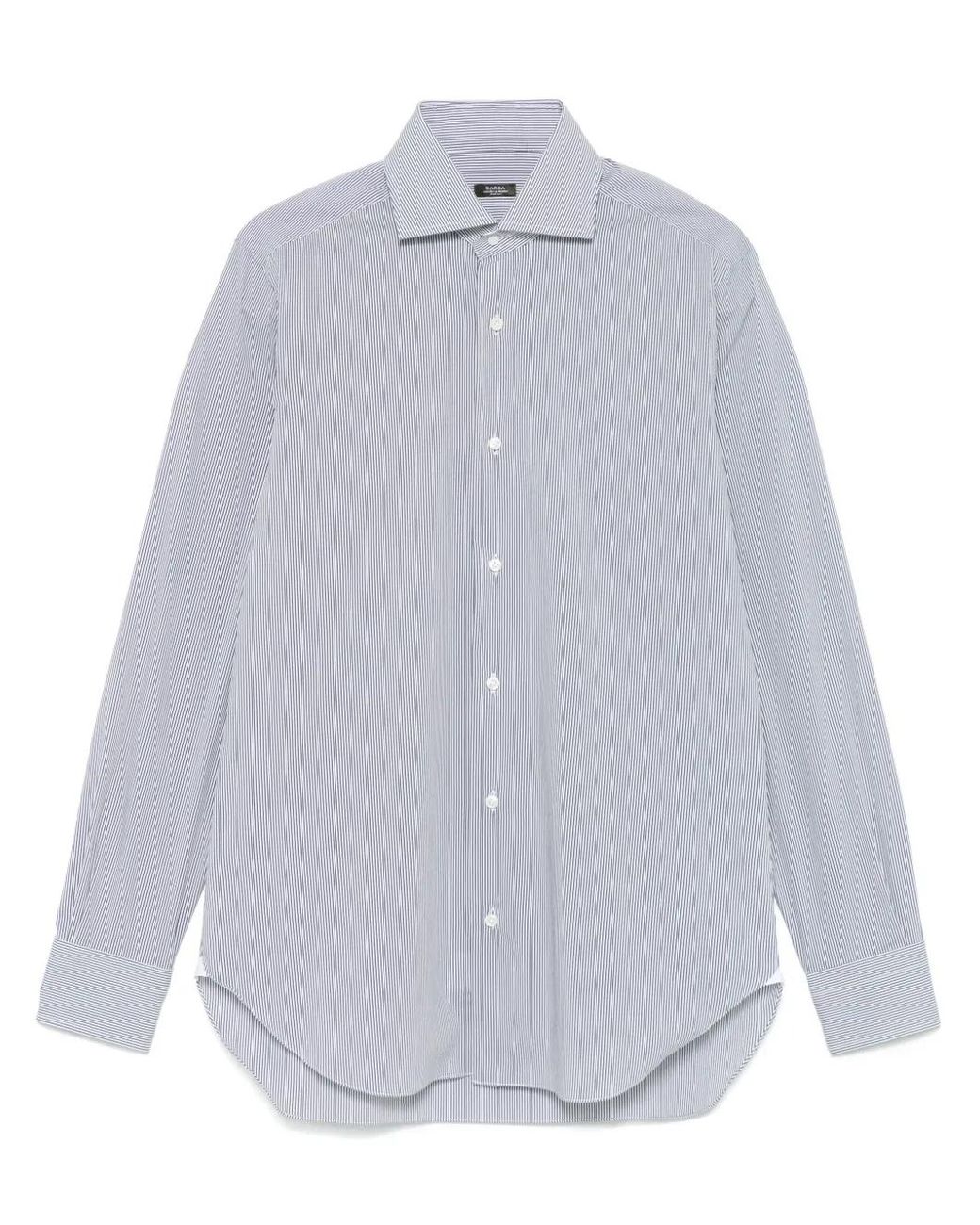 Barba Napoli White Striped Shirt for men
