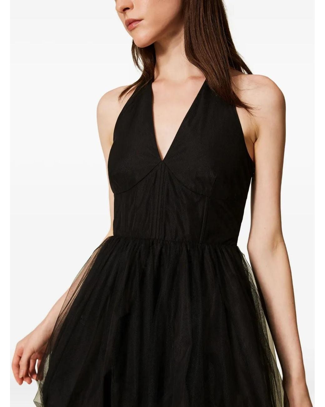 Twinset Black Short Tulle And Taffeta Dress