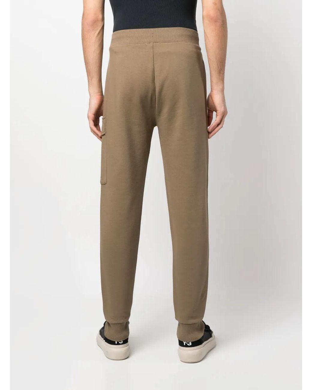 C P Company Natural Side Logo-Patch Track Pants for men