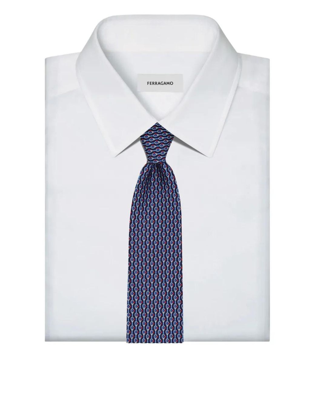 Ferragamo Blue Cravate En Soie À Imprimé Graphique for men