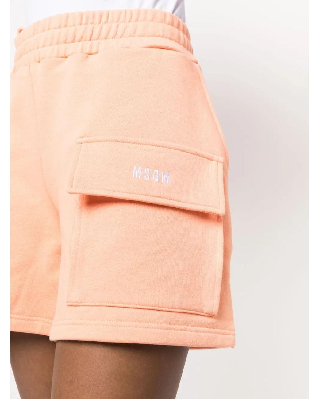 MSGM Pink Short En Maille À Coupe Courte