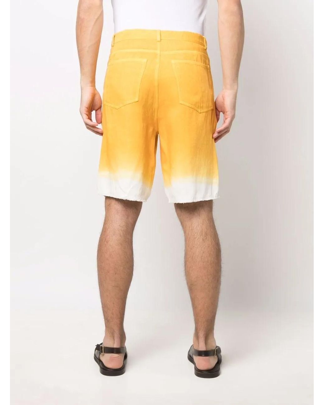 Federico Curradi Yellow Tie-Dye Denim Shorts for men