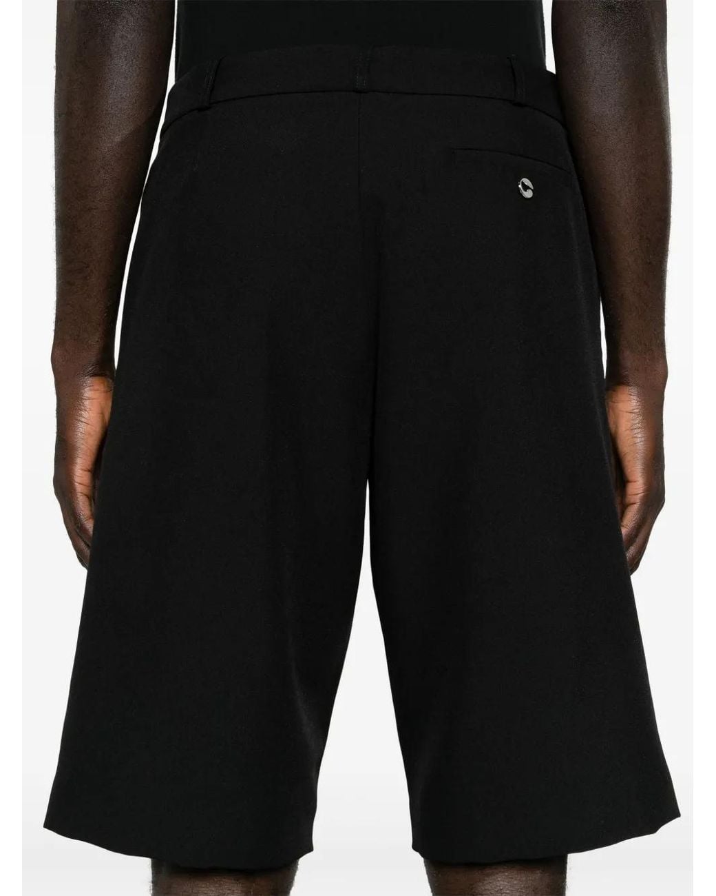 Coperni Black Logo-Plaque Tailored Bermuda Shorts for men