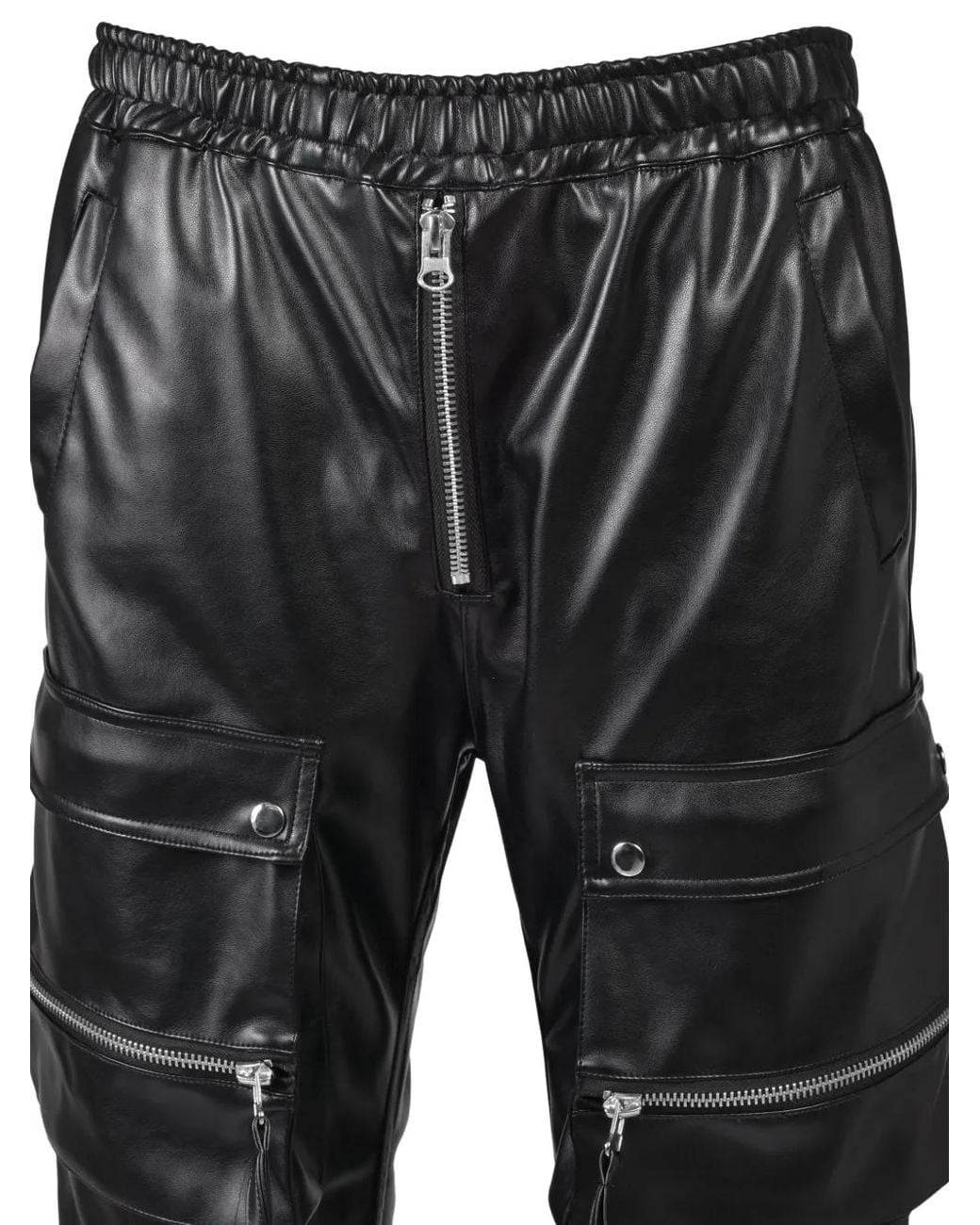 BREATH Black Layered-Design Zip-Detail Cargo Pants for men