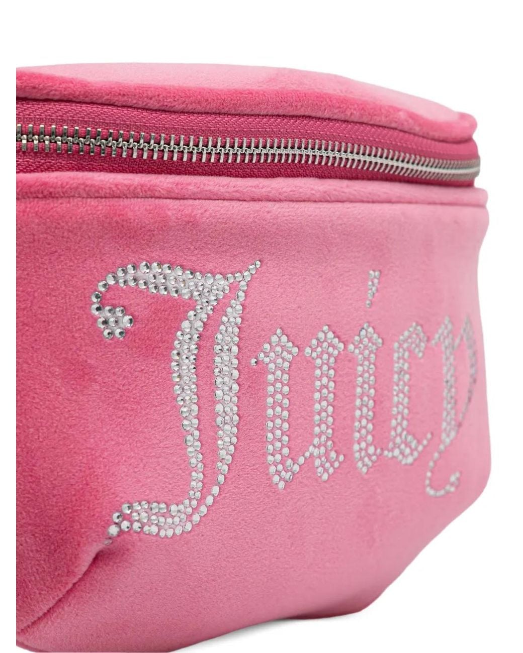 Juicy Couture Pink Kimberly Rhinestone-Embellished Velvet Belt Bag