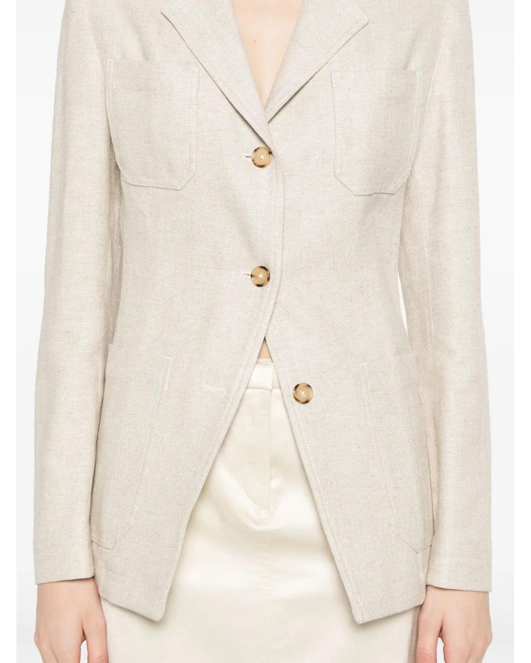 Totême White Notched-Lapels Blazer
