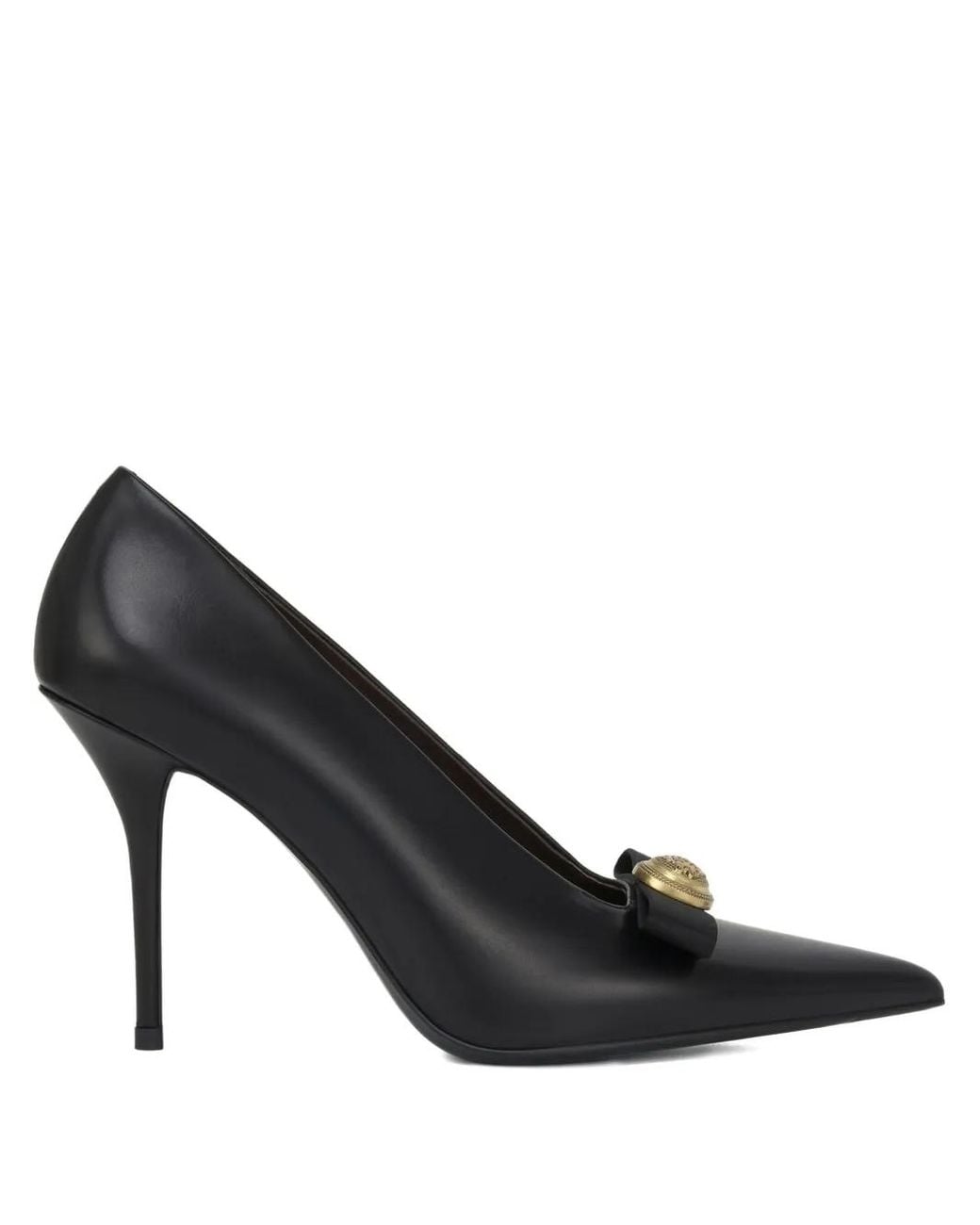 POTAMY Black 100Mm Leather Heeled Pumps