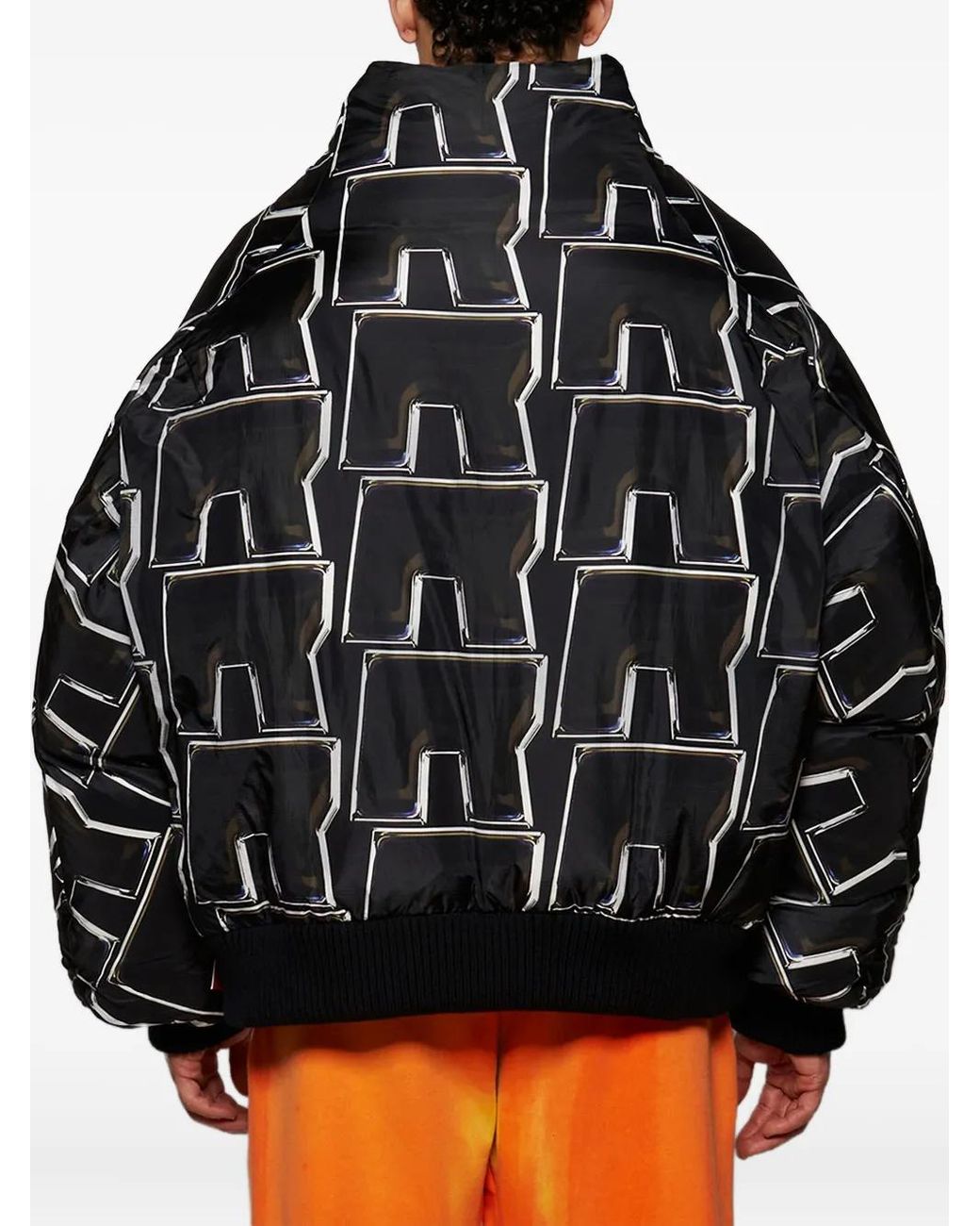 RRR123 Black Abstract-Pattern Print Jacket for men