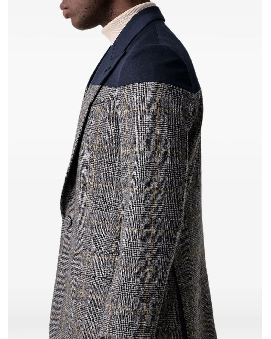KENZO Gray Checks Single-Breasted Blazer for men