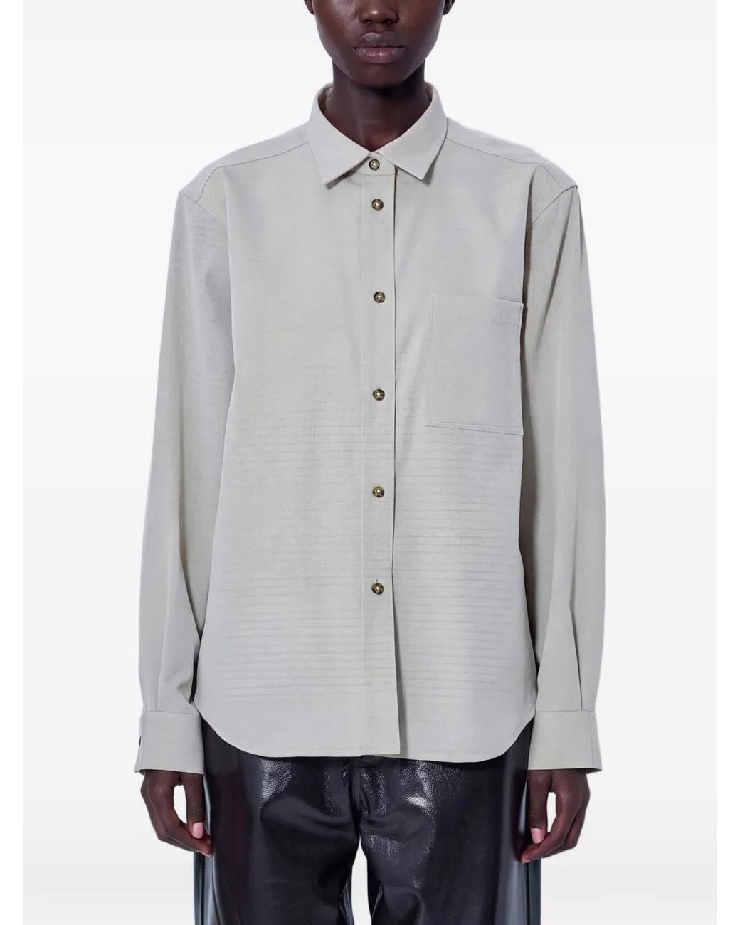 Rohe Gray Textured-Weave Button-Down Shirt