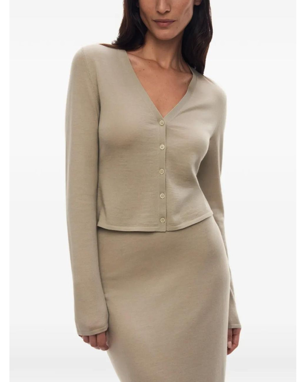 12 STOREEZ White Camelia V-Neck Cardigan