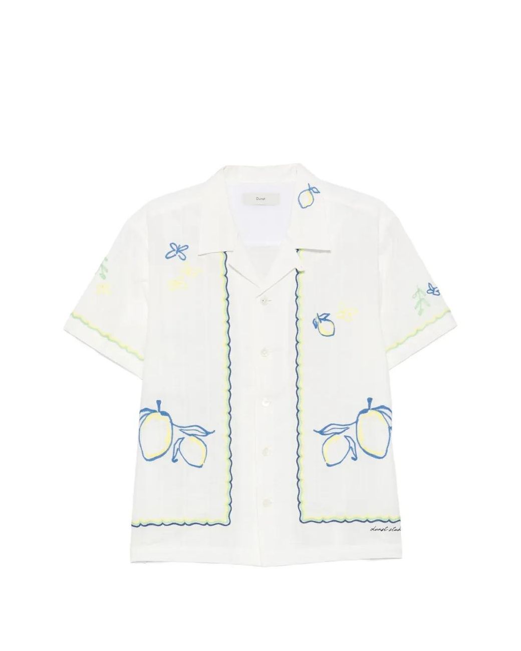 DUNST White Lemon-Embroidered Short-Sleeve Shirt