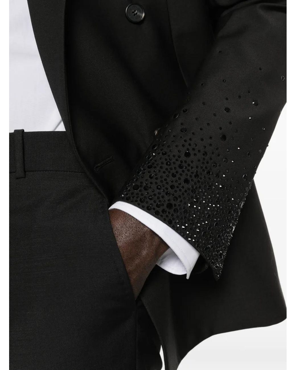 Patrizia Pepe Black Embellished Double-Breasted Blazer for men
