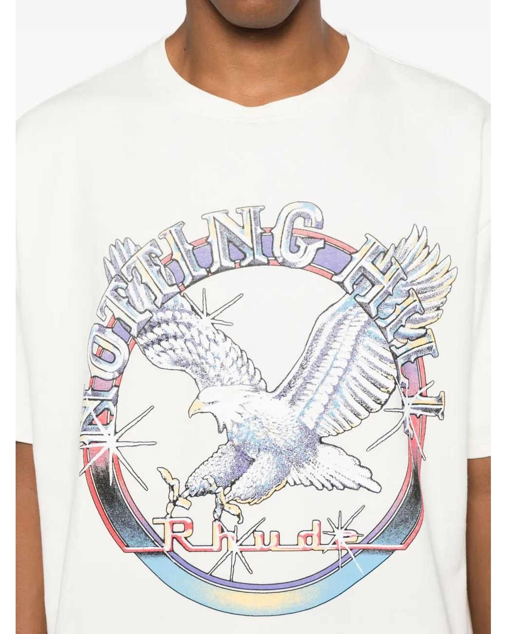Rhude White Graphic-Print T-Shirt for men