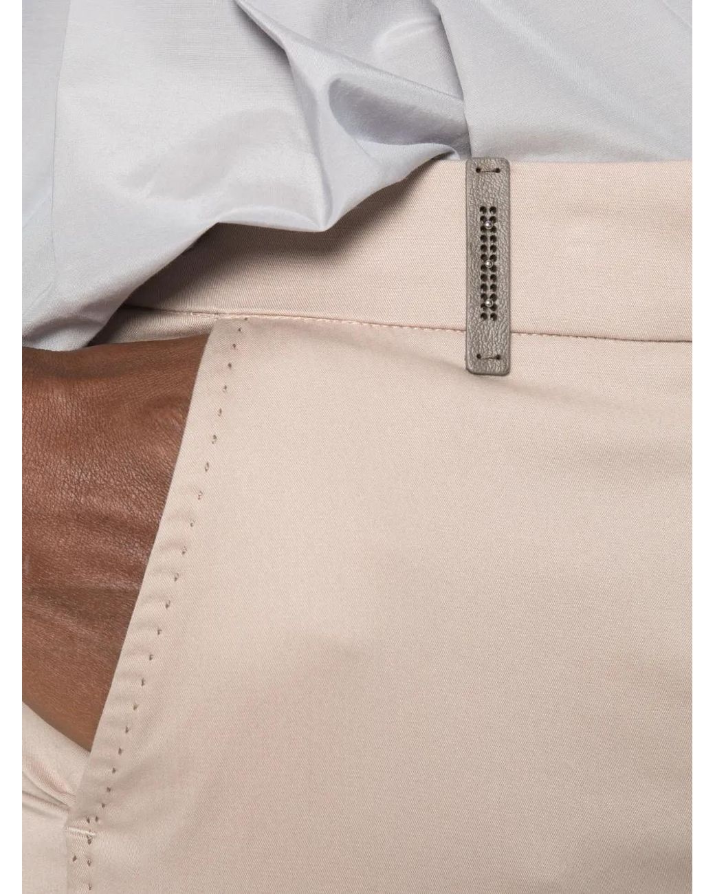 Peserico White Pantalon Crop À Ornements De Perles