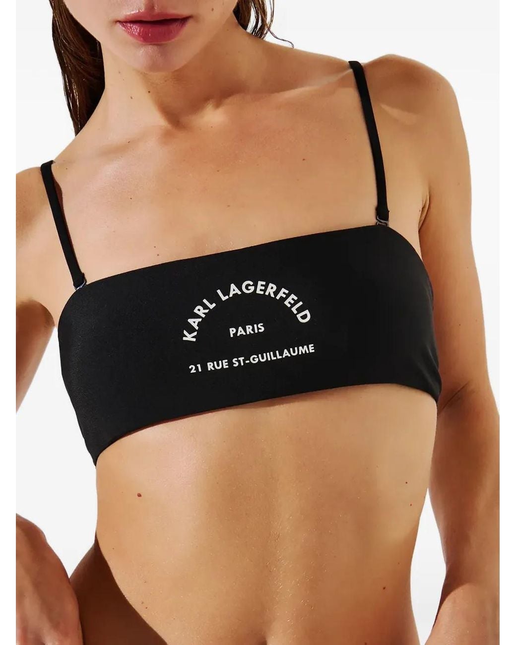 Karl Lagerfeld Black Logo-Print Bikini