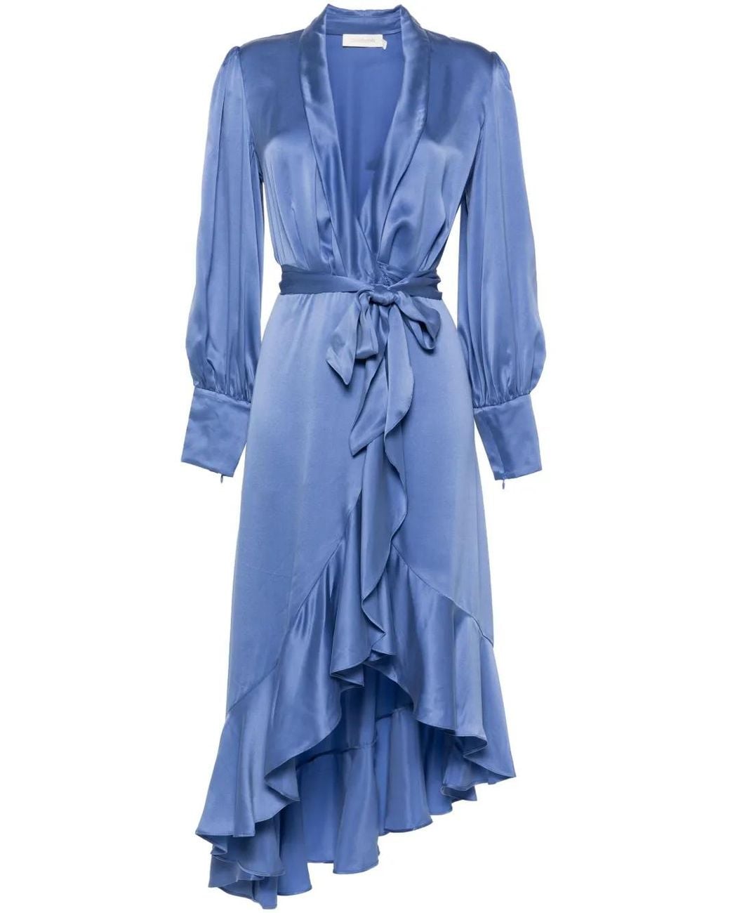 Zimmermann Silk Wrap Midi Dress in Blue | Lyst Zimmermann Silk Wrap Midi Dress in Blue | Lyst