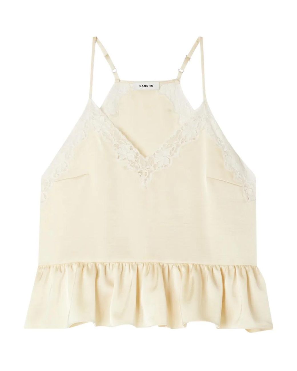 Sandro Natural Top Mit Spitzenborte