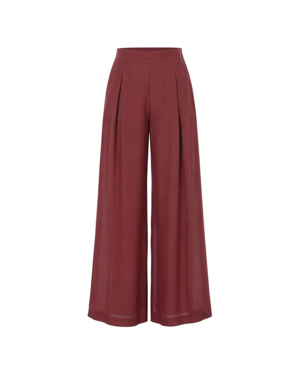 Kaos Red Pleated Palazzo Pants