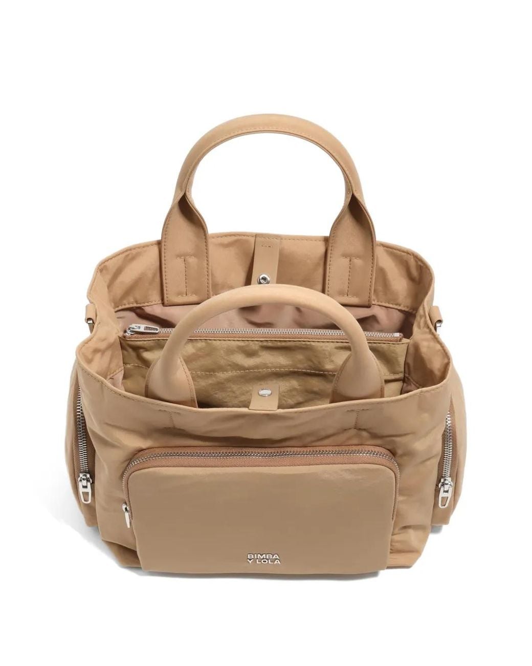 Bimba Y Lola Natural Medium Nylon Pocket Bag