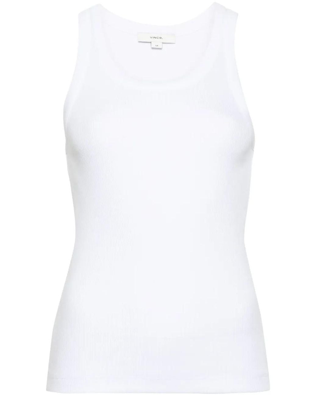 Vince White Scoop-Neck Ribbed Tank Top