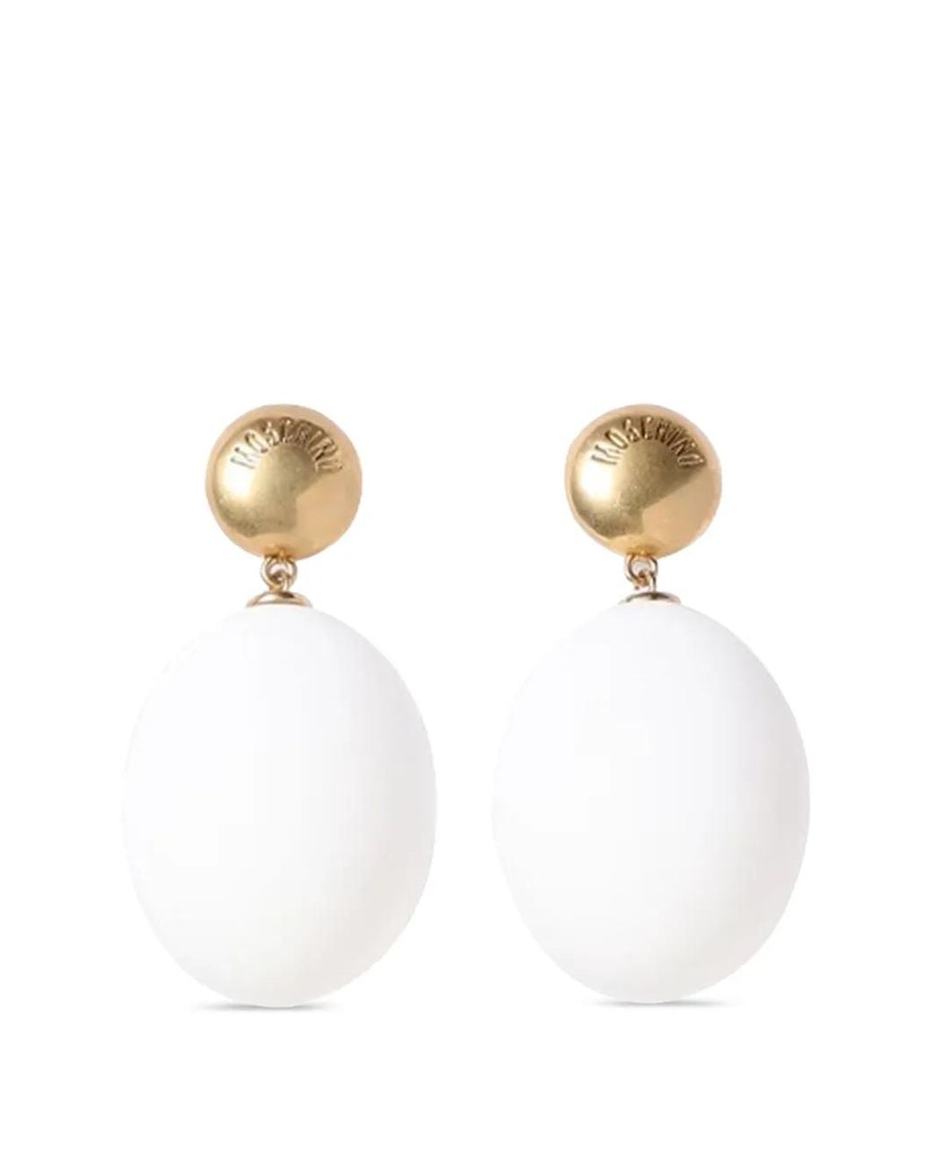 Moschino White Uova Oval Earrings