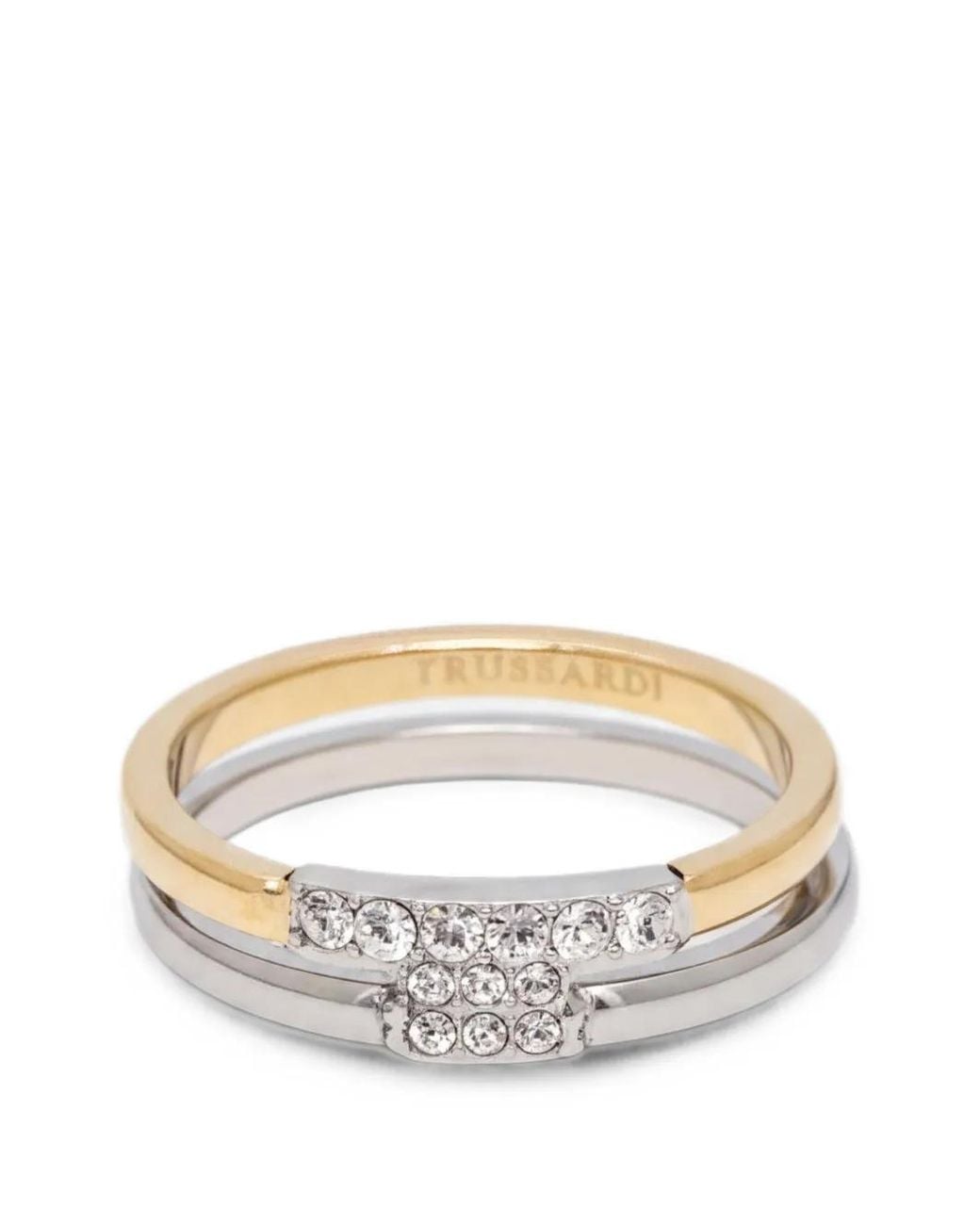 Trussardi White Crystal-Embellished Ring