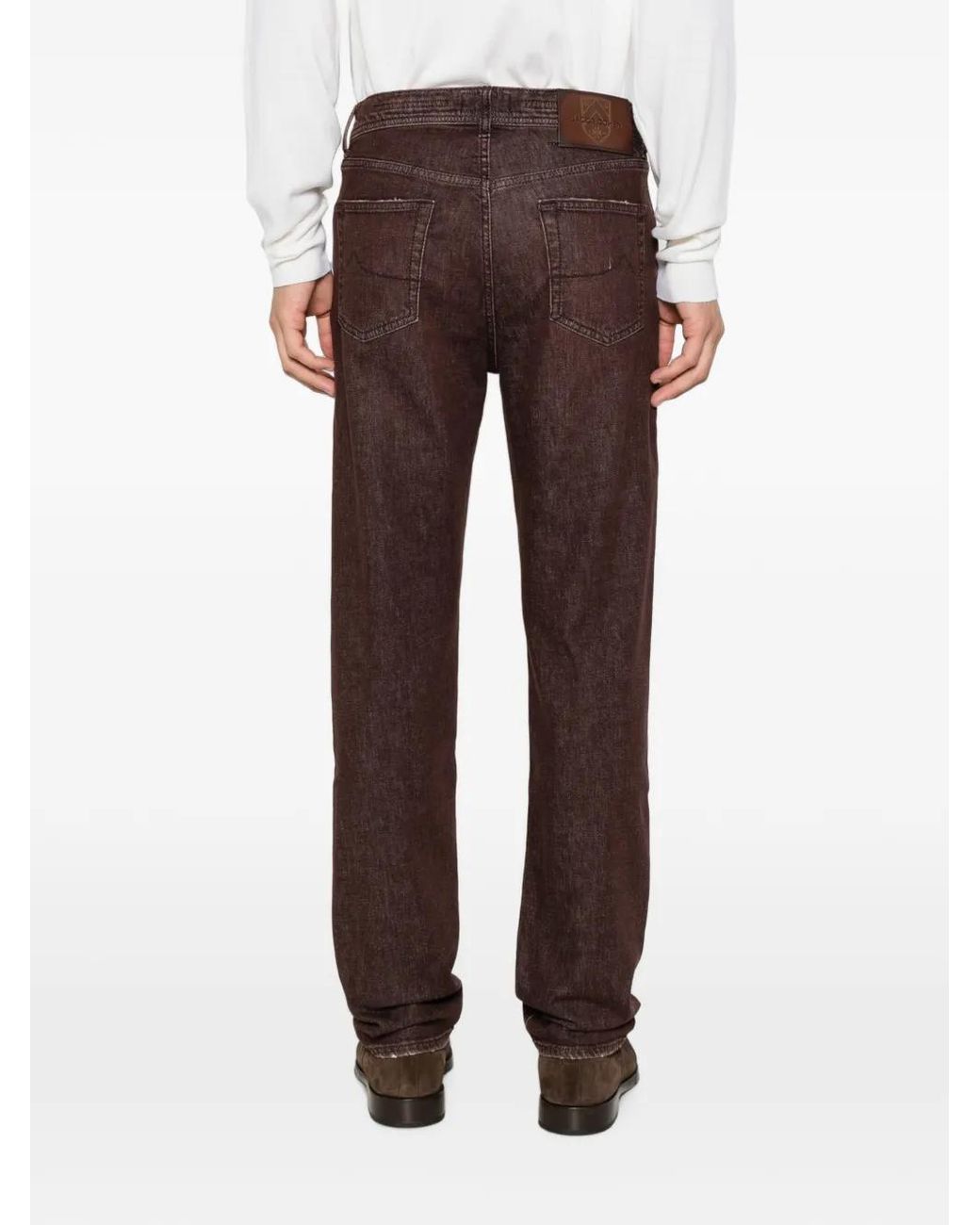 Jacob Cohen Brown Jean Droit À Patch Logo for men