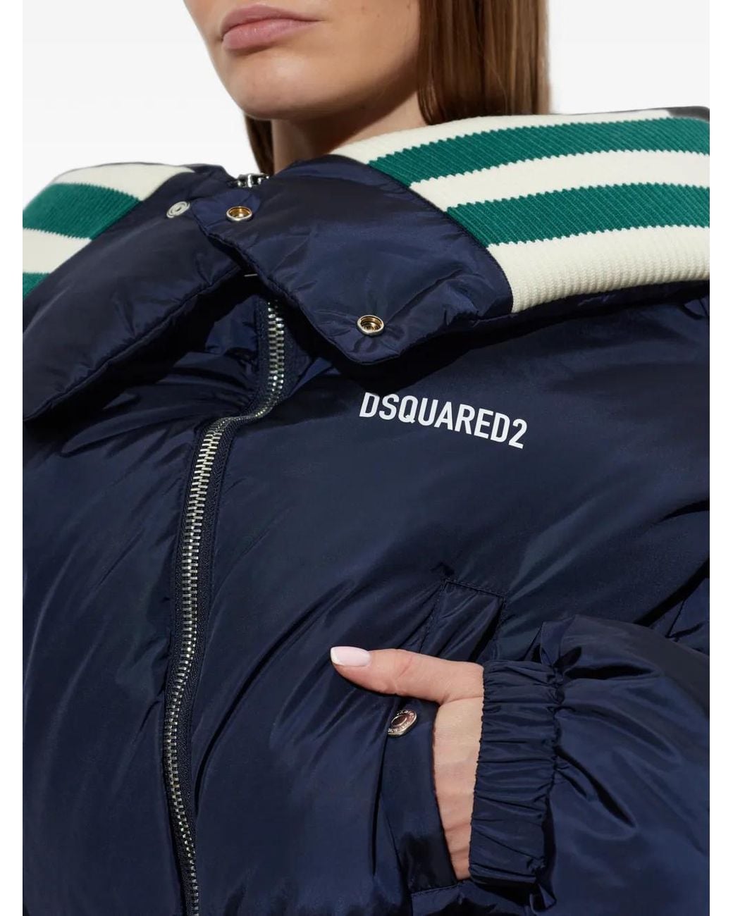 DSquared² Blue Doudoune Skiers À Col Stylisé