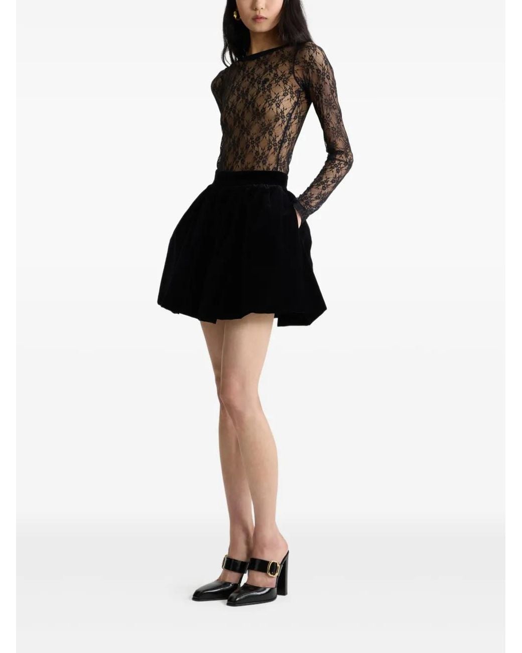 Patou Black Bloomer-Effect Mini Skirt