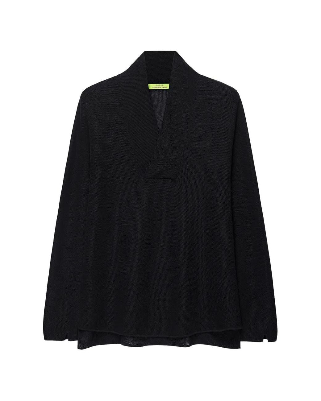 Shanghai Tang Black Quiet Fortune Shawl-Collar Jacquard-Logo Sweater for men