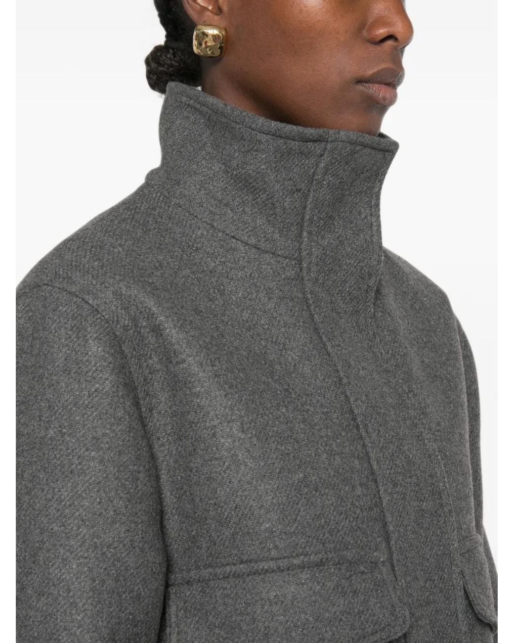 Ottod'Ame Gray Elasticated-Hem Flap-Pocket Jacket