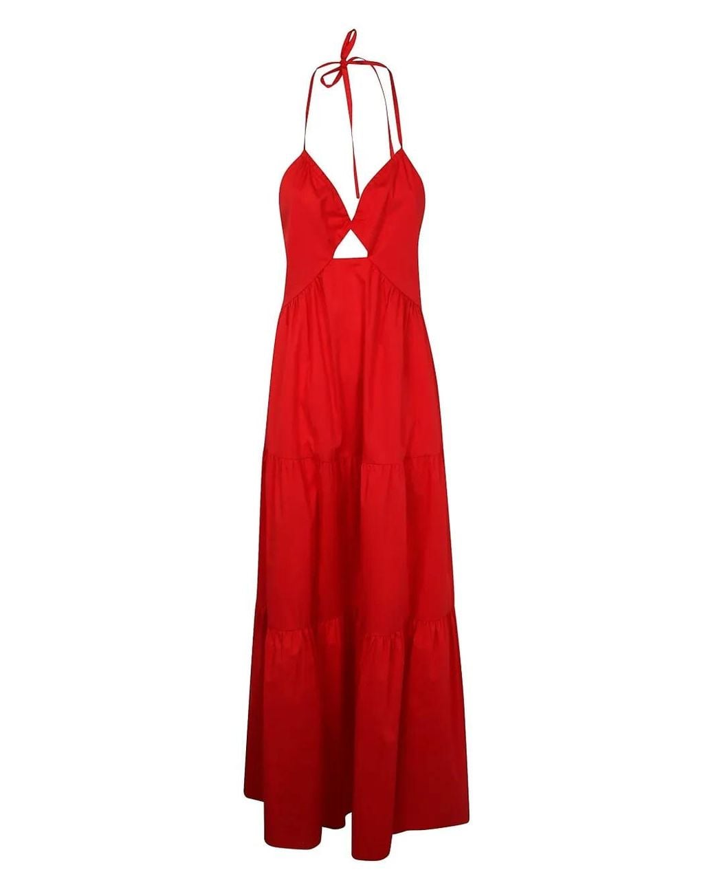 Twinset Red Cut-Out Maxi Dress