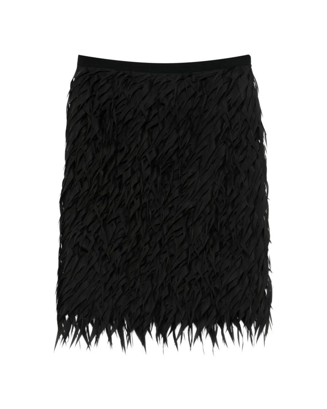 N°21 Black Fringe-Embellished Midi Skirt