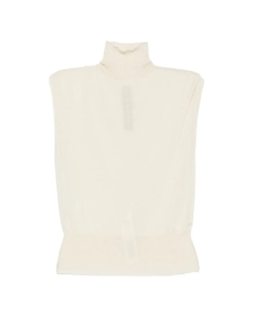 Rick Owens White Haut Côtelé À Col Roulé