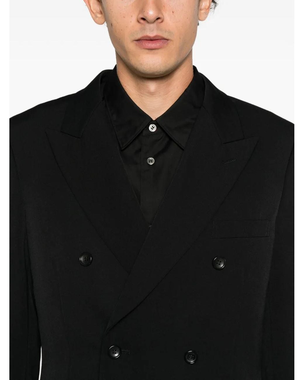 Comme des Garçons Black Double-Breasted Peaked-Lapel Jacket for men