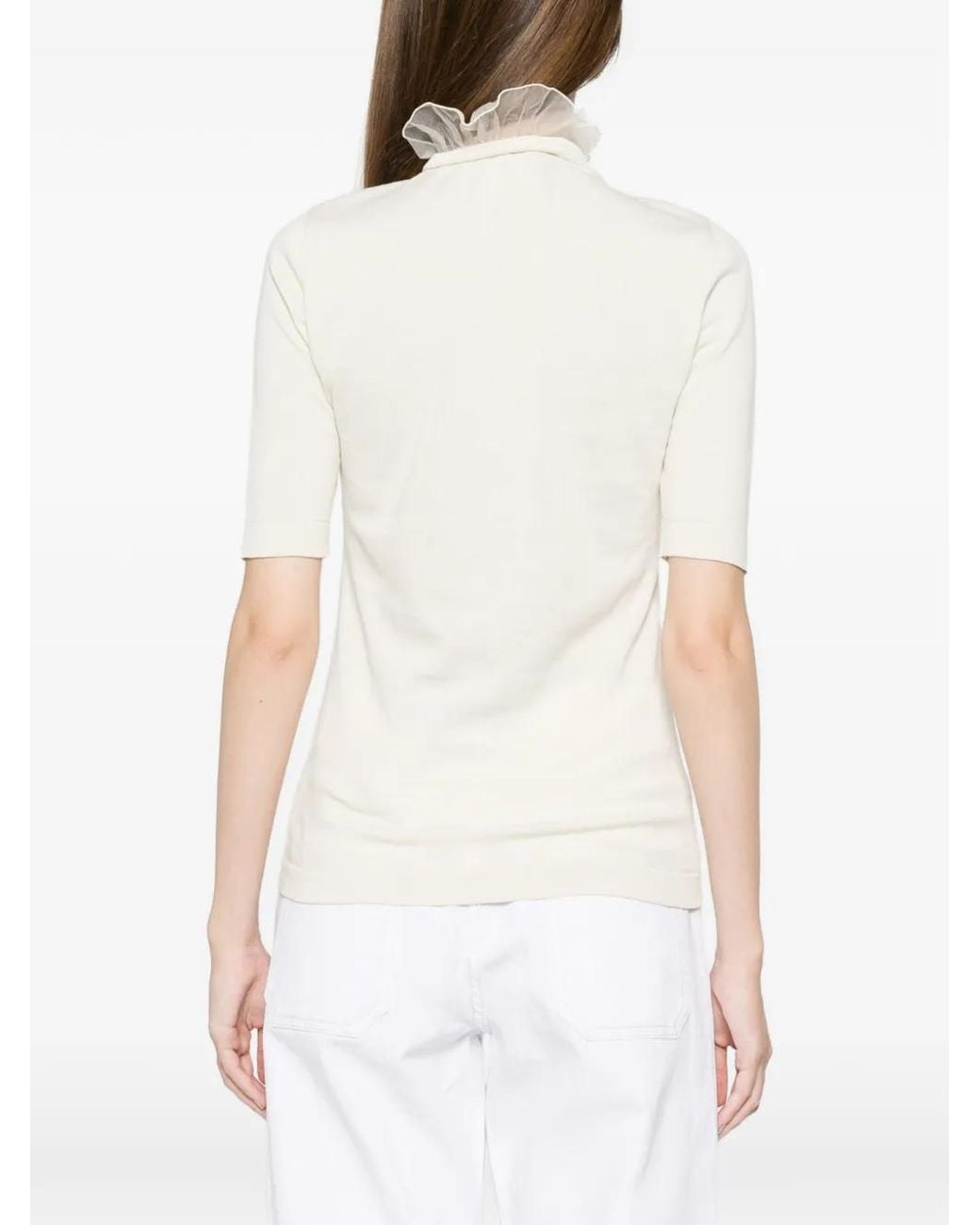 Fabiana Filippi White Ruffle-Detail Top