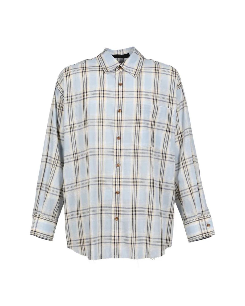 JUN/NAKAYAMA White Check-Pattern Frayed Shirt for men