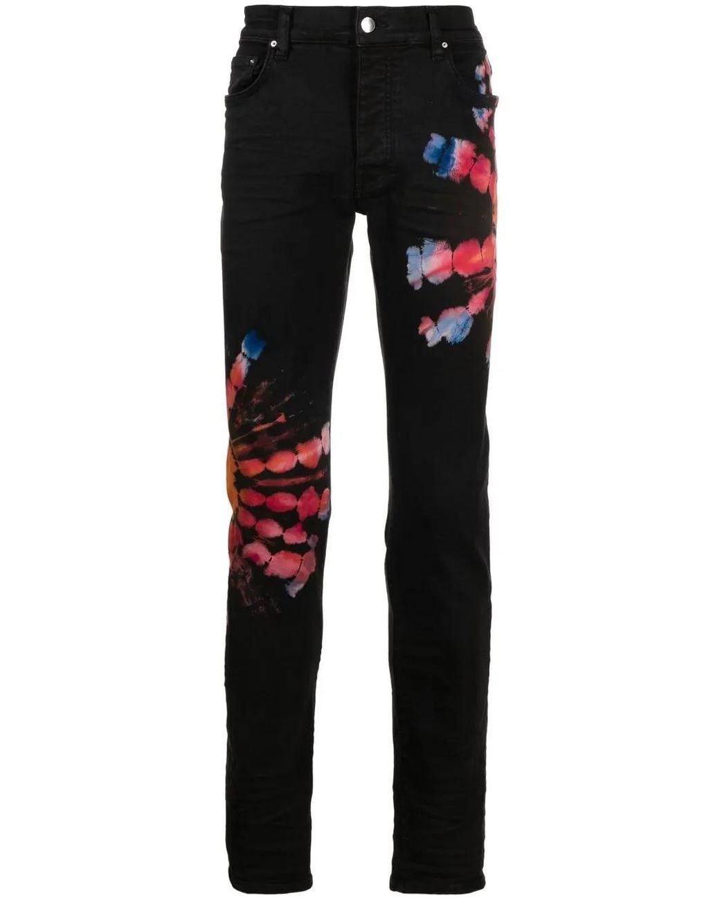 Amiri Black Tie-Dye Print Skinny Jeans for men