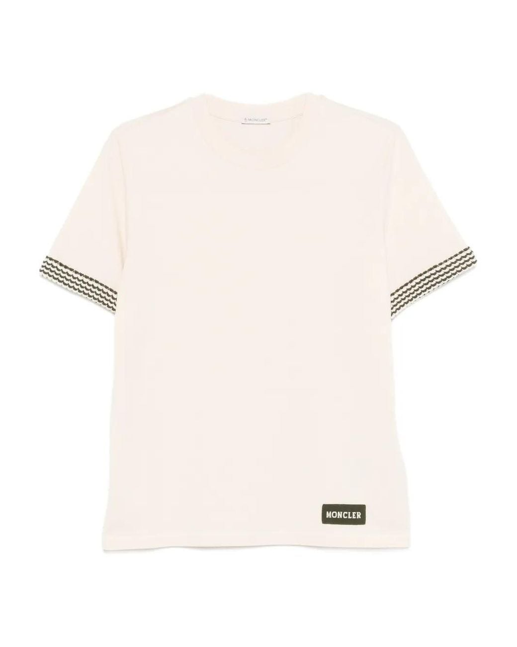 Moncler Natural Patterned-Sleeve T-Shirt