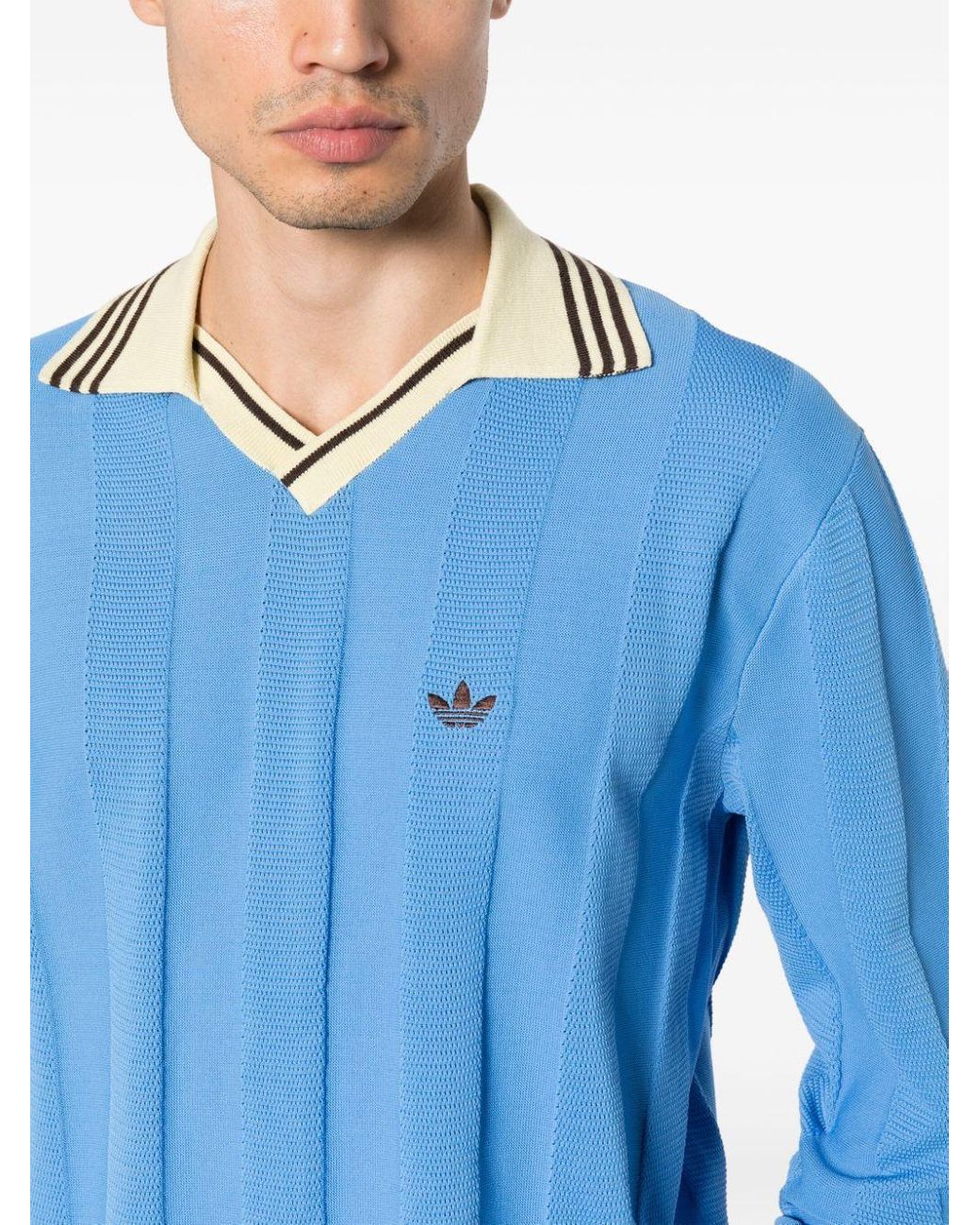 adidas X Wales Bonner Long-sleeve Polo Shirt in Blue for Men