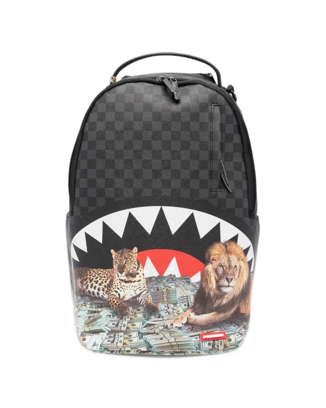 Sprayground Gray Royal In$Tinct Check-Pattern Graphic-Print Backpack for men